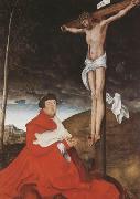 CRANACH, Lucas the Elder Cardinal Albrecht of Branden-burg before the Crucified Christ (mk08) oil painting on canvas